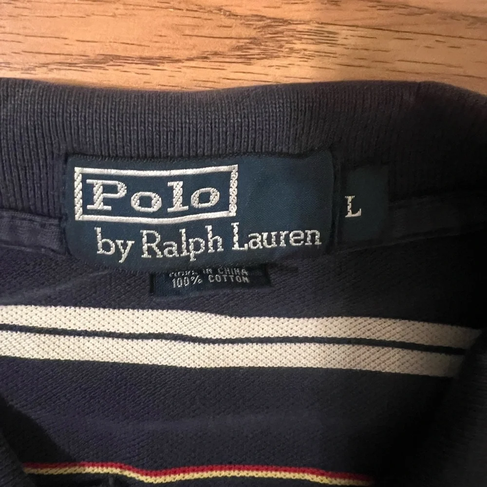 Polo Ralph Lauren Shirt Short Sleeve Navy White Stripe Green Pony Men’s large